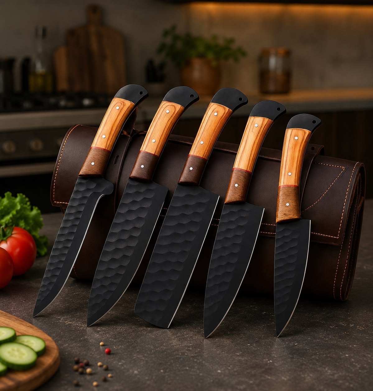 Leather knife roll