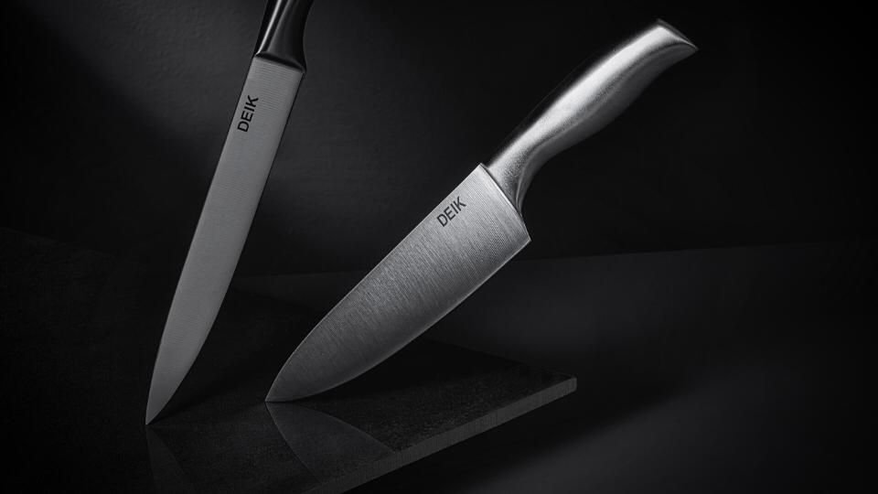 Edgecraft workshop counter with knives on display